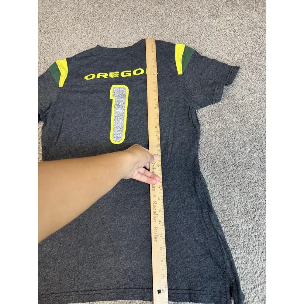 Oregon Ducks Shirt Womens M Gray Nike V Neck Short Sleeve NCAA Football Apparel